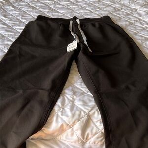 Figs Black Scrub Pants with Gray Drawstring